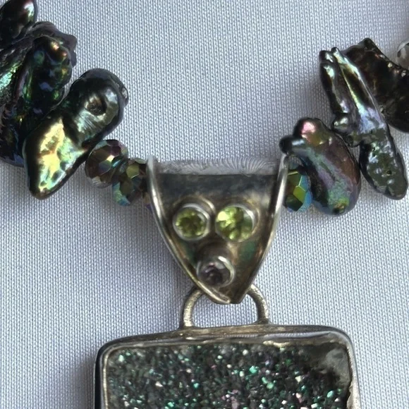 925 silver necklace with real stone​​s - Picture 5 of 10